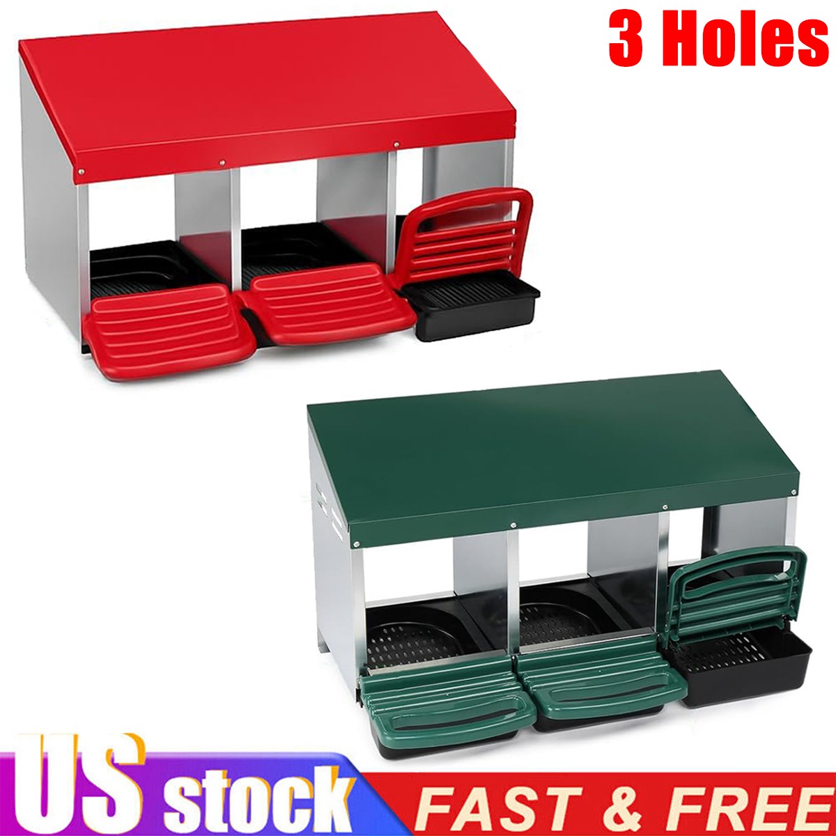 Chicken Nesting Boxes, 3 Hole Metal Chicken Egg Laying Box for Chicken Coop