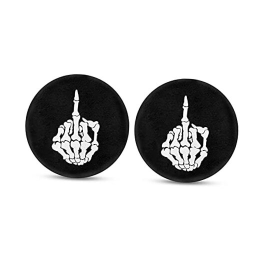 JEOCODY Auto Stand Mat Skeleton Shows Middle Finger Print Fingernail Skeleton
