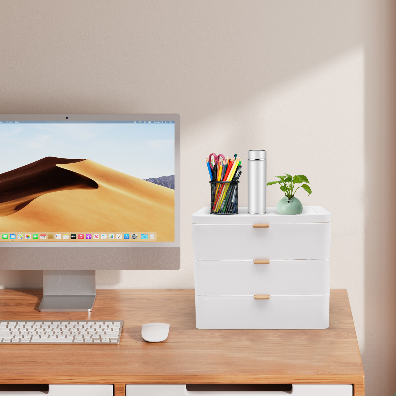 Modern 3-Tier Desktop Storage Box with Drawers - Stylish Organizer for Home