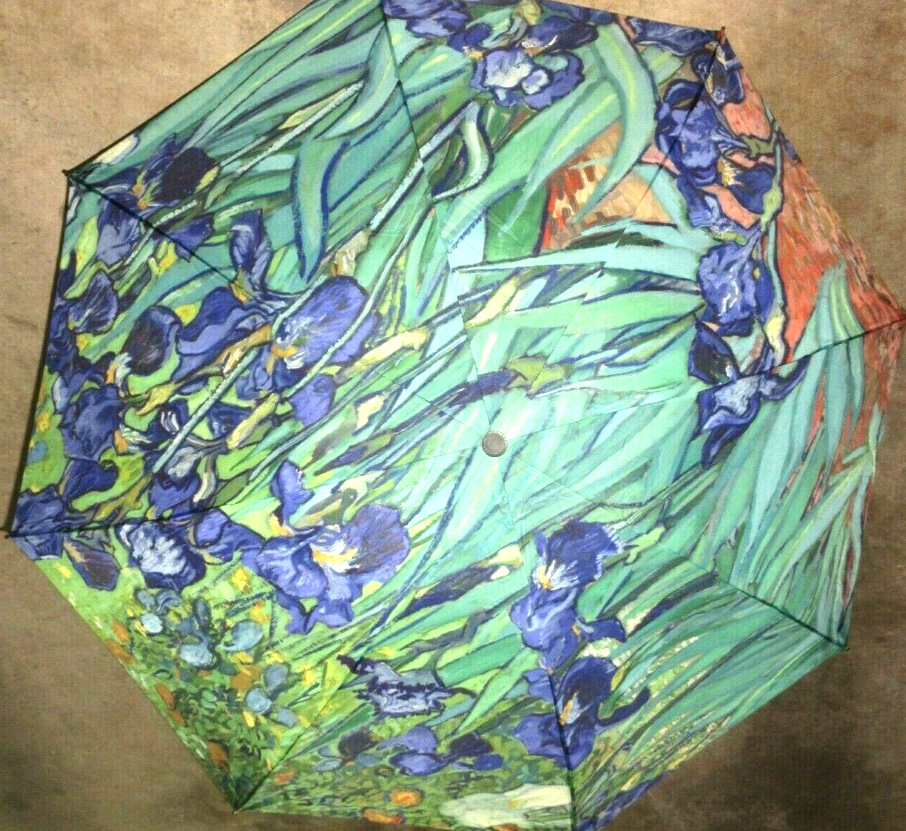 Irises Flowers by Vincent Van Gogh Compact Travel Umbrella Black Blue Free Ship