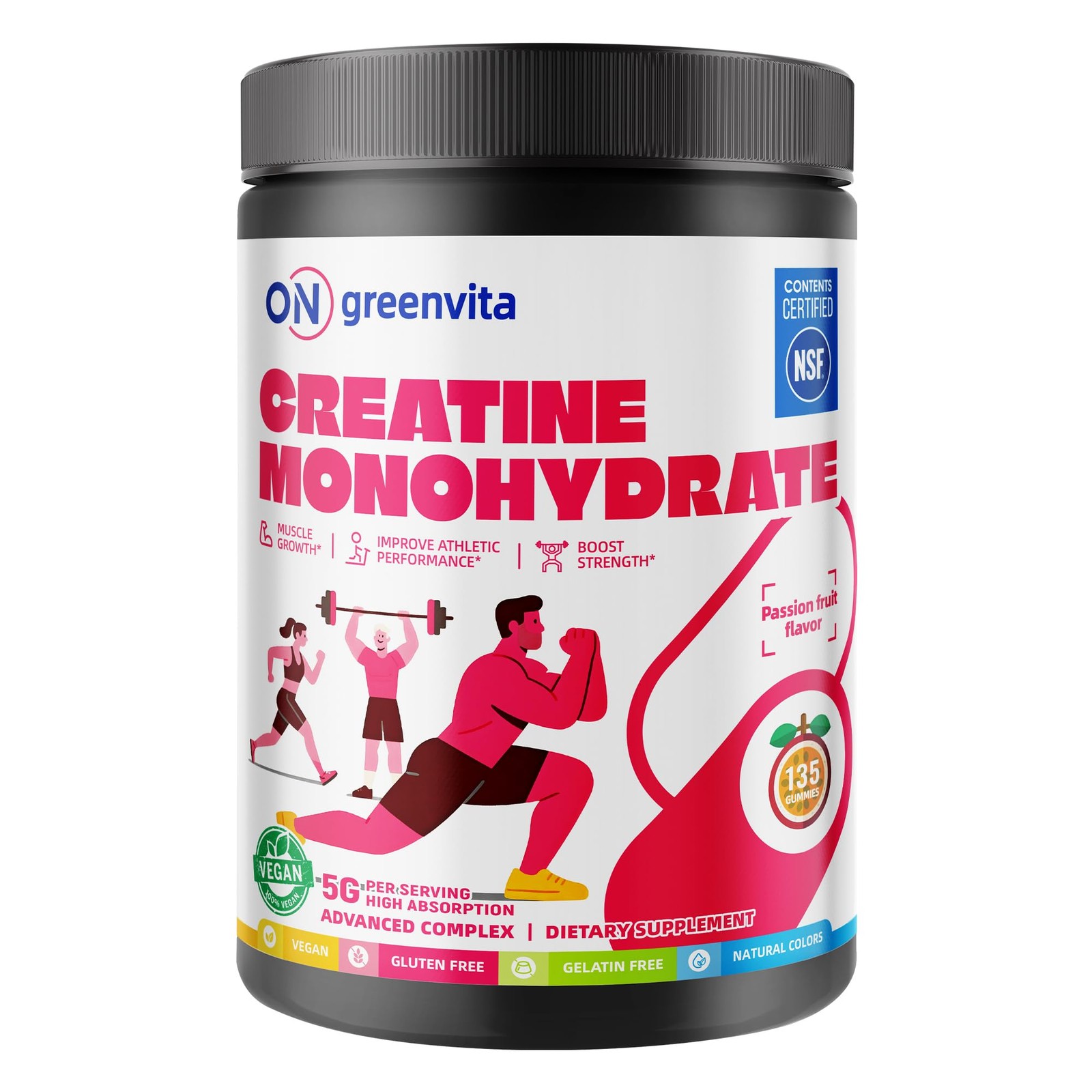 Creatine Monohydrate Gummies, NSF Certified Creatine Gummy, 5g Dose for Men a...