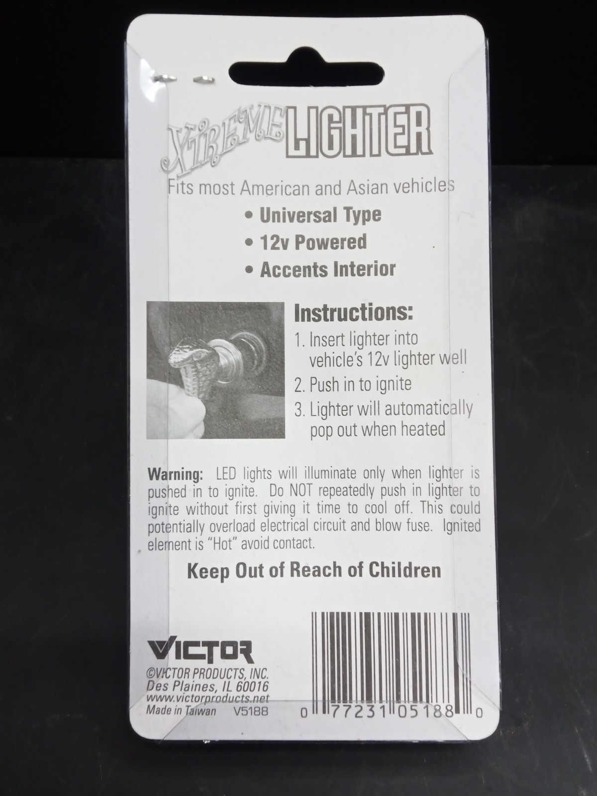 Victor Xtreme Car Cigarette Pop Up Lighter Cobra