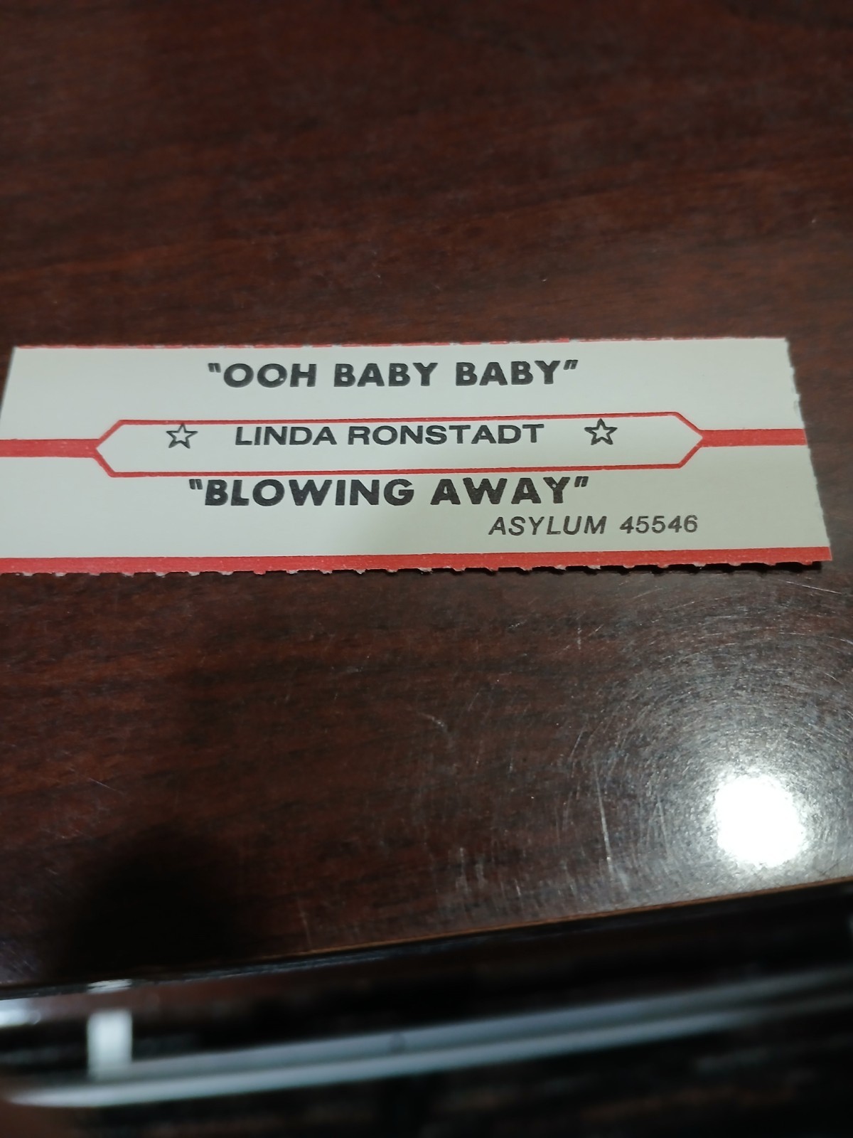 Linda ronstadt  jUKEBOX TITLE STRIP .FREE SHIPPING IN U S
