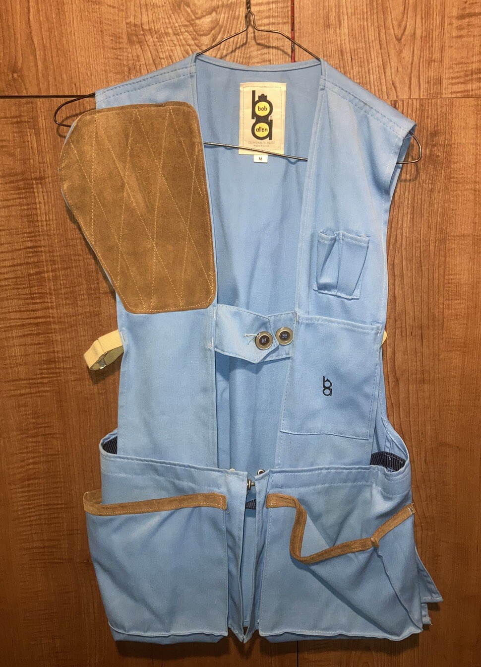 Bob Allen Shooting Vest M Vintage Blue Made in USA Nice! TX WI MI MN