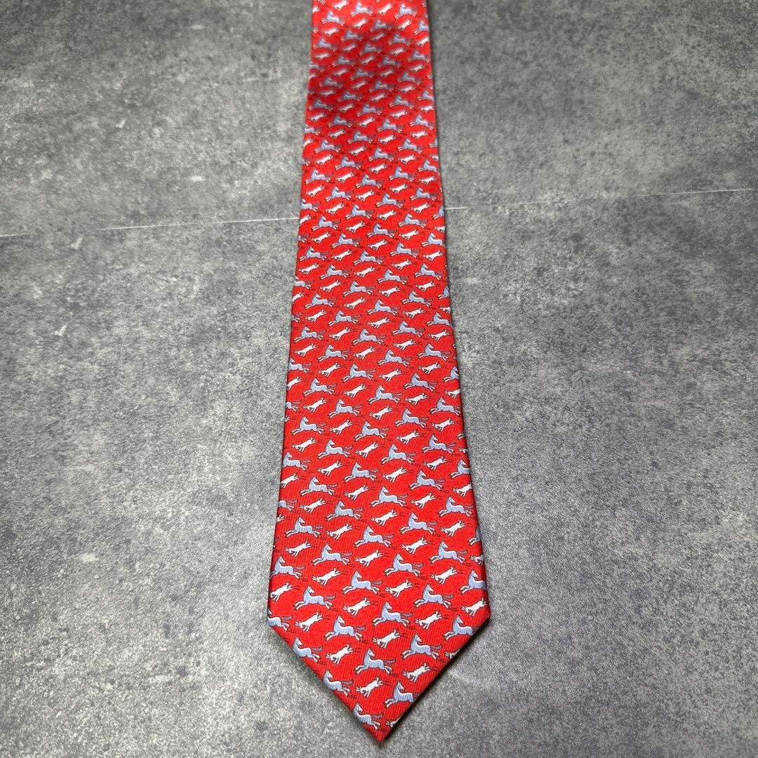 Excellent Condition HERMES Tie Goat and Horse Allover Pattern 625800 HA
