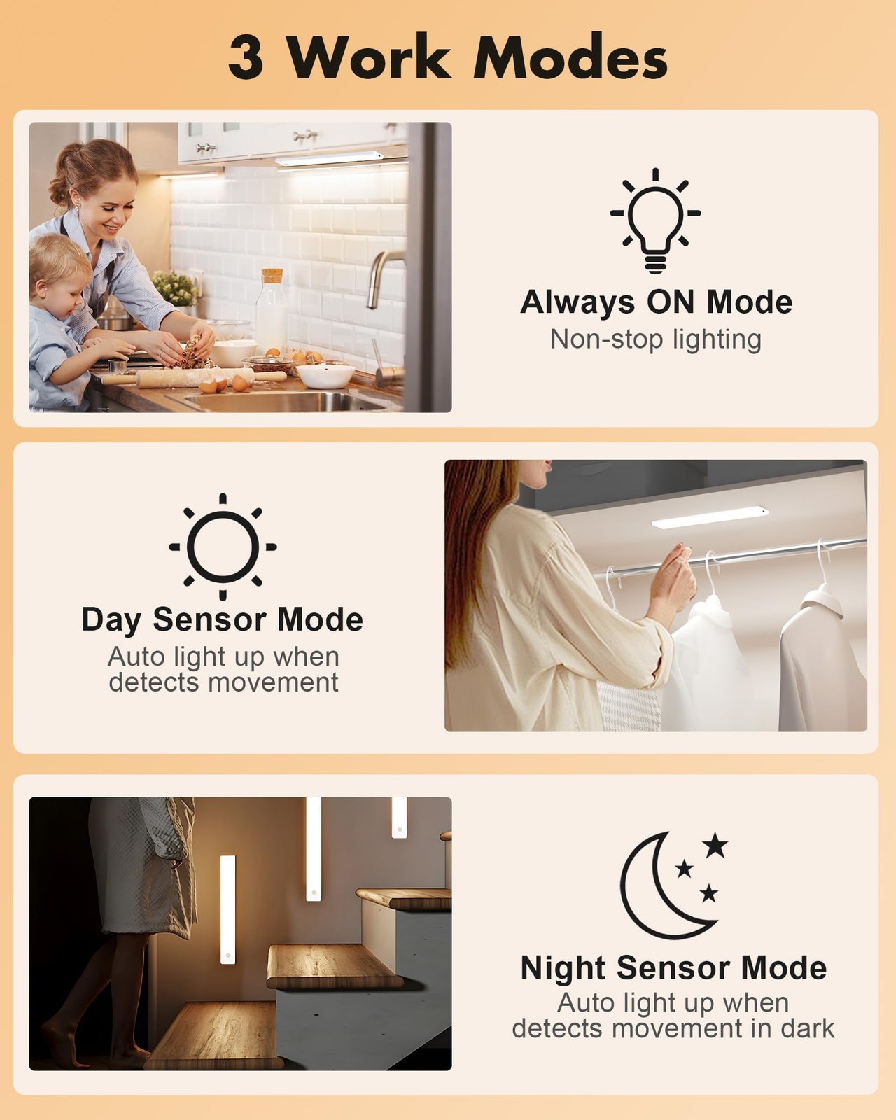 6 Pack Rechargeable Motion Sensor Under Cabinet Lights
