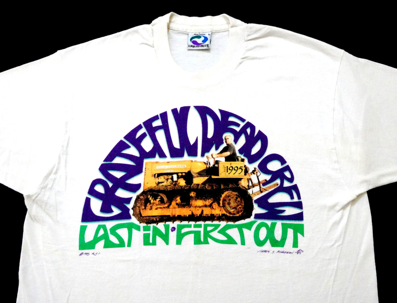 Grateful Dead Shirt T Shirt Vintage 1995 Summer Tour Road Crew Bulldozer GDP L