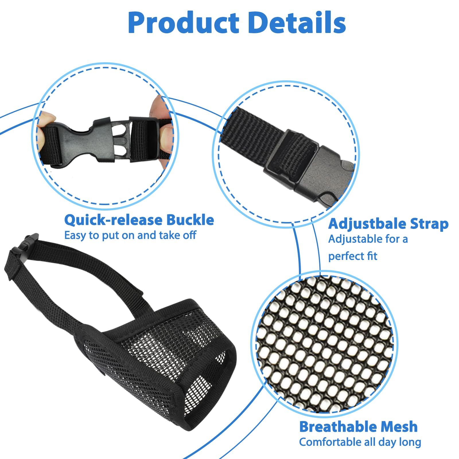 Dog Muzzle Suits for Small Medium Large Dogs Mesh Muzzle Pack for Dogs Anti B...