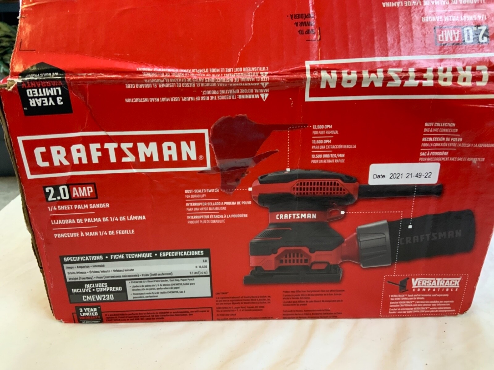 Craftsman CMEW230, 2.0 Amp. 1/4 Sheet Palm Sander
