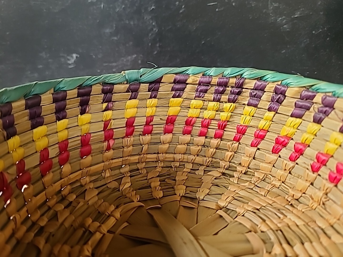 Vintage Striped Woven Basket