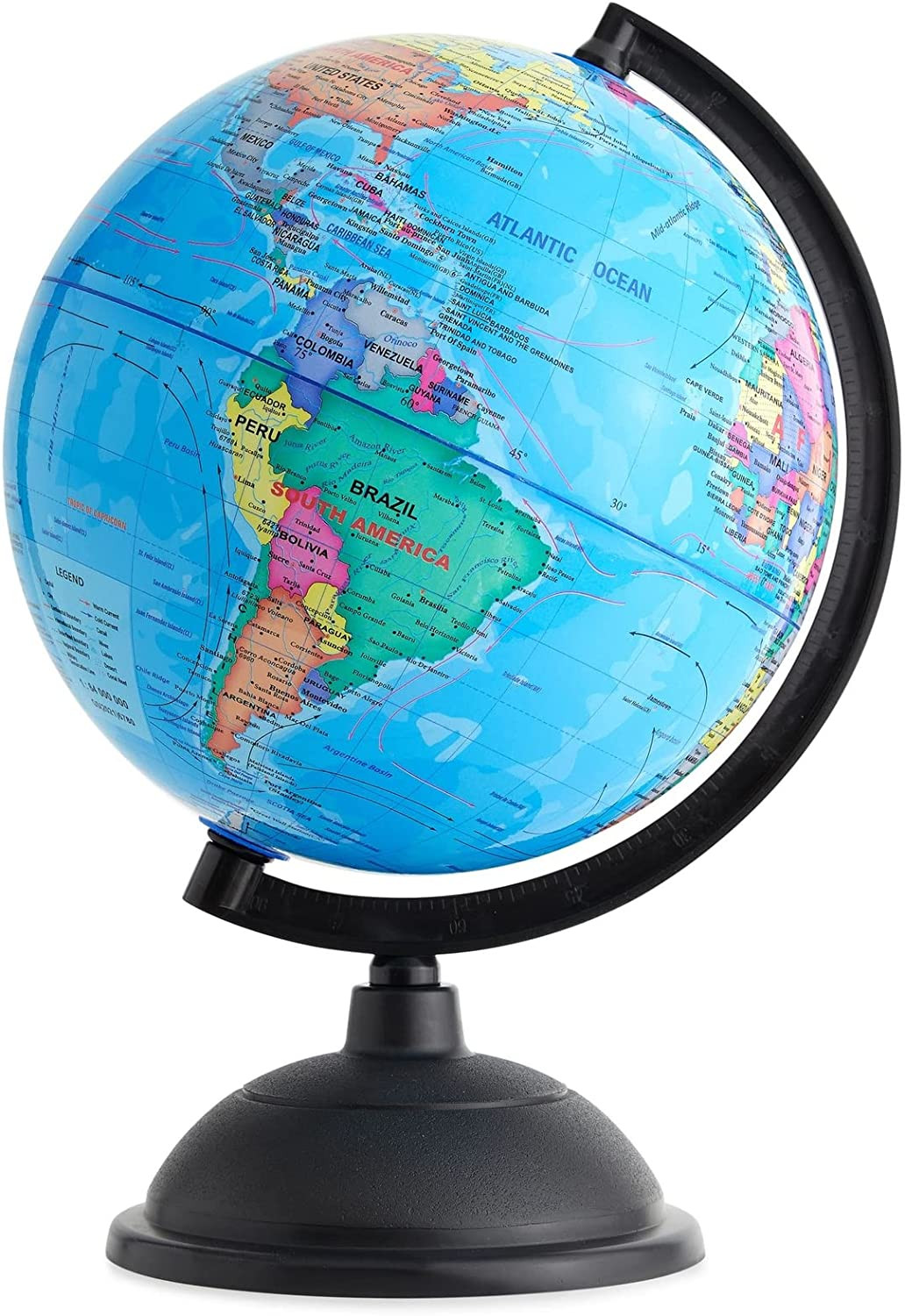 8-Inch Multicolor World Globe with Plastic Stand for Kids & Classroom Decor