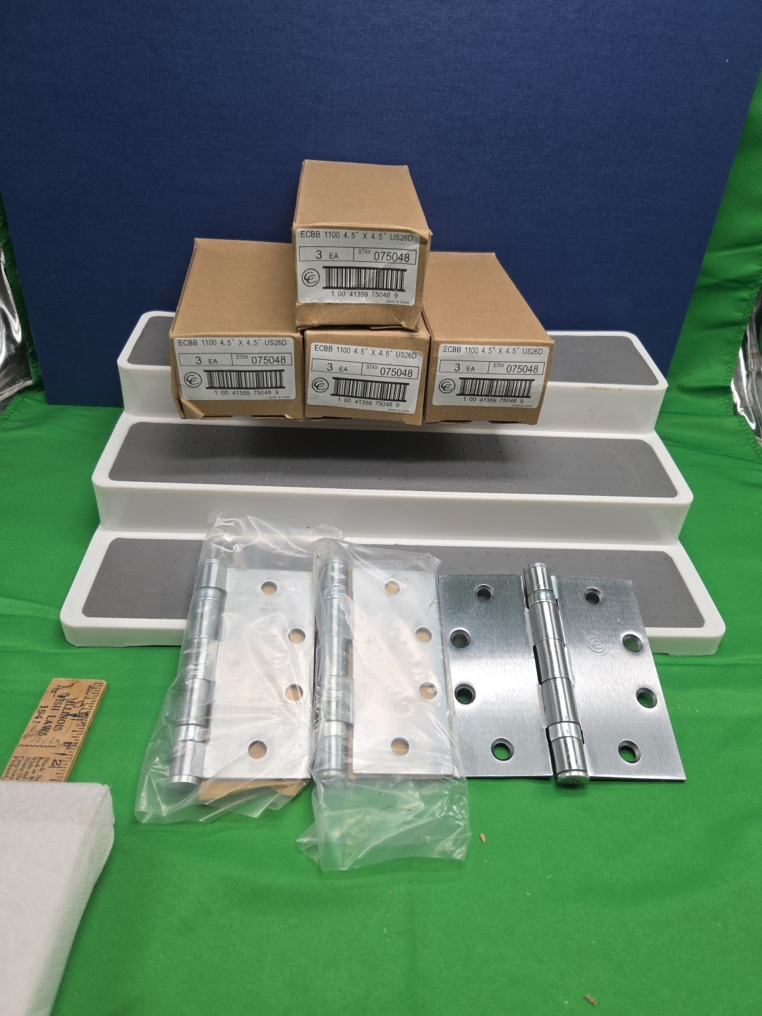 4 Boxes New Hager ECBB 1100 4.5" x 4.5" US26D Hinges Quantity of 12 Pieces.