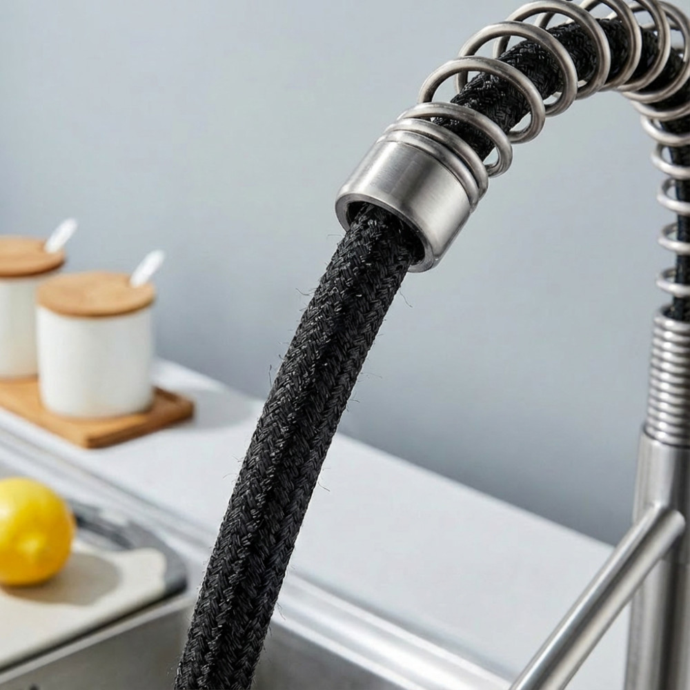 Kitchen Faucet with Pull Down Sprayer Industrial 1 Handle 1 or 3 Hole Stainless