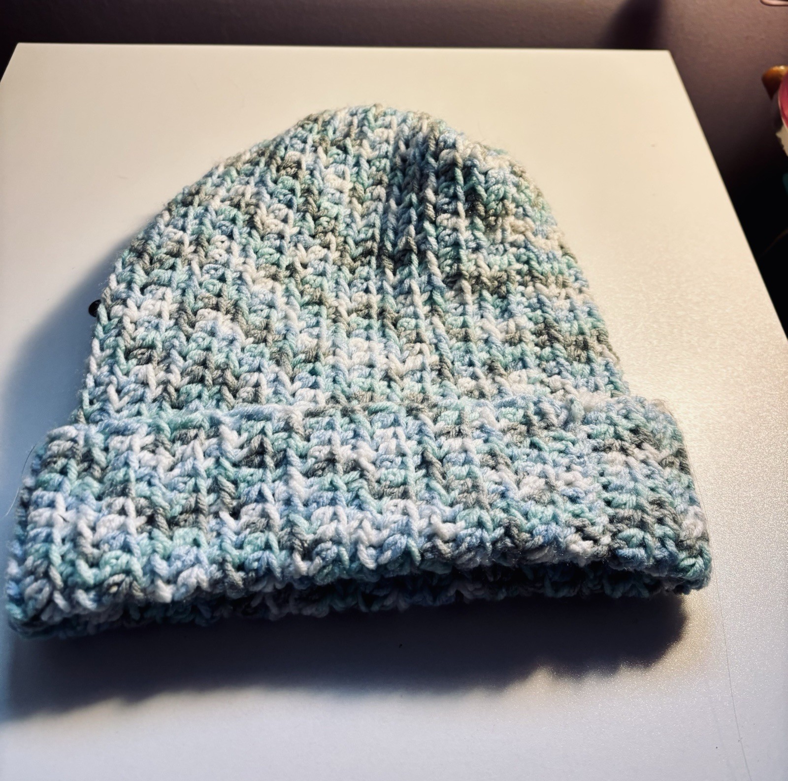 pack of 3! Handmade Knitted Beanies Adult Size Pastel Purple Blue Multicolor