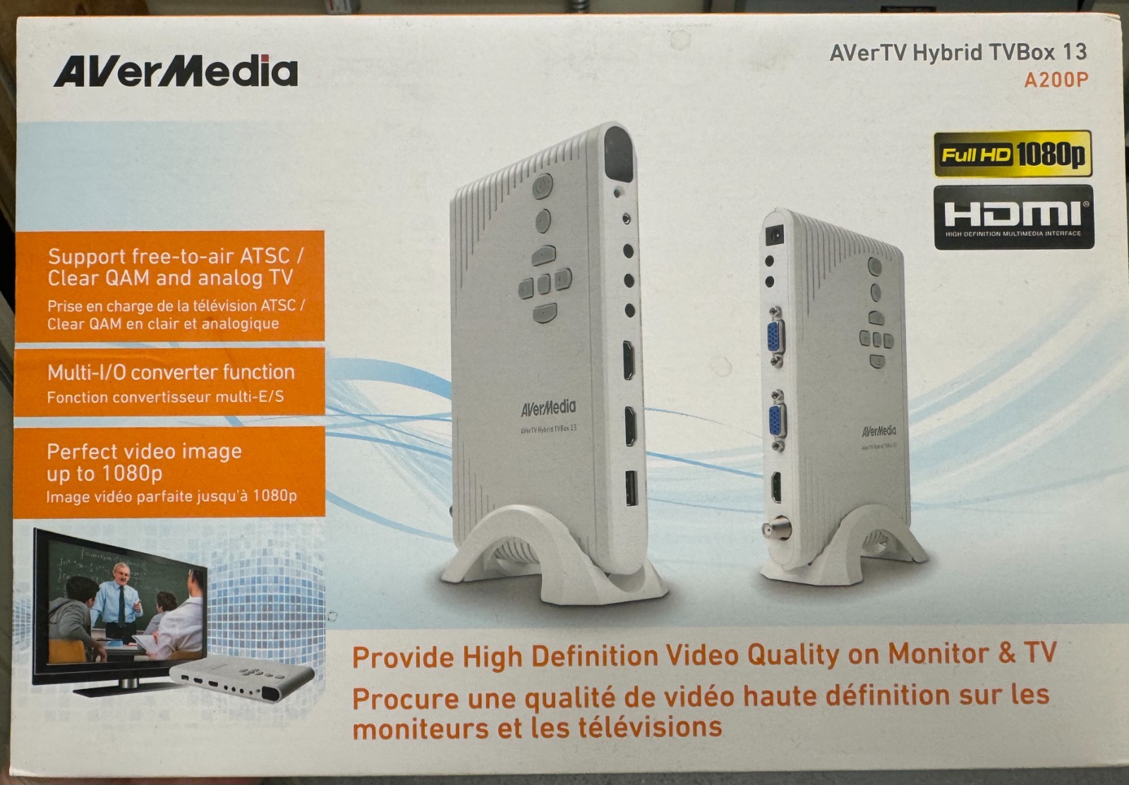 AVerMedia AVerTV Hybrid TVBox 13 A200P External TV Tuner HDMI 1080p ATSC QAM