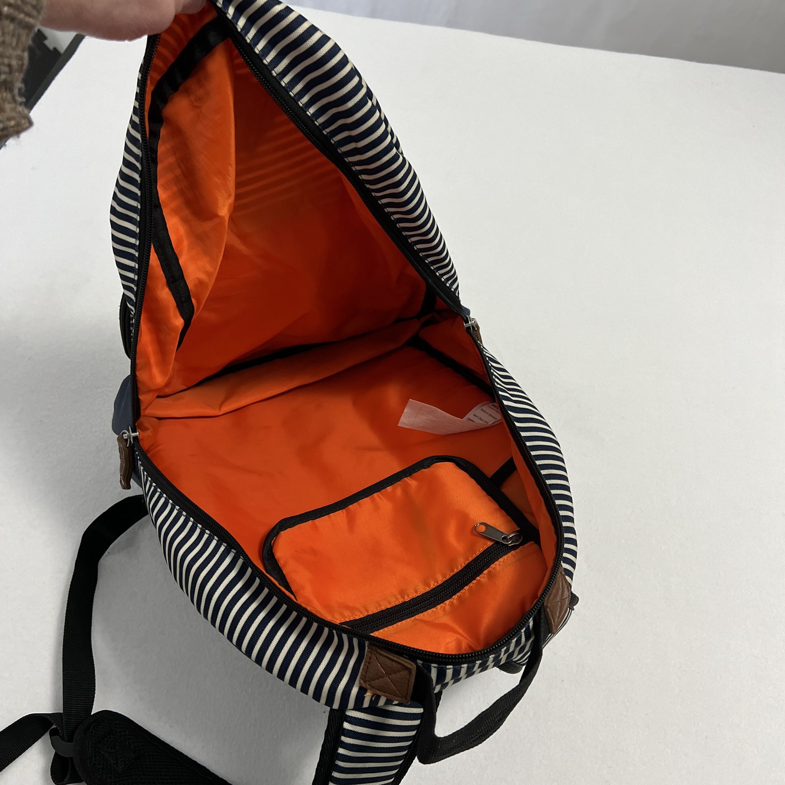 Benrus Blue Striped 17" Backpack Laptop Compartment Adjustable Straps Daypack