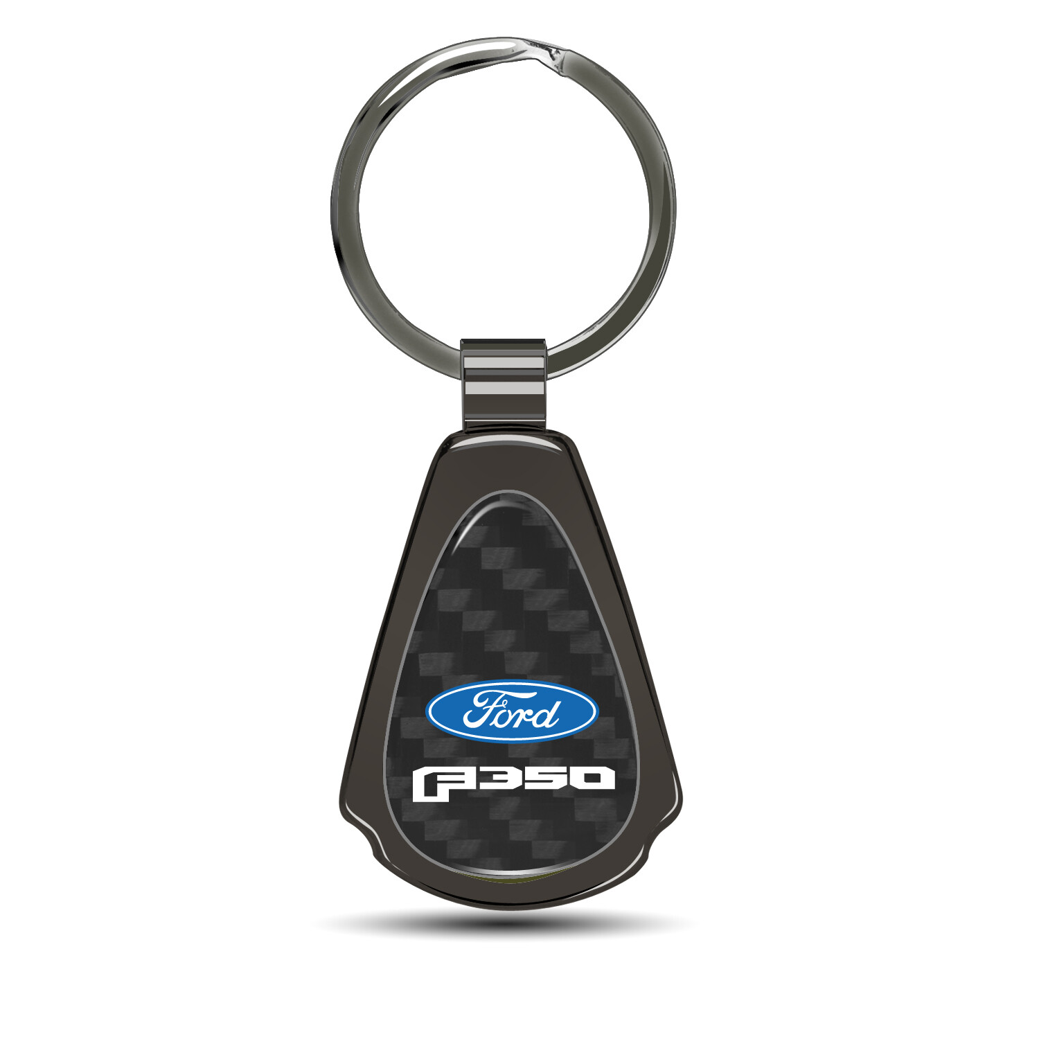 Ford F-350 Real Black Carbon Fiber Gunmetal Black Metal Teardrop Key Chain
