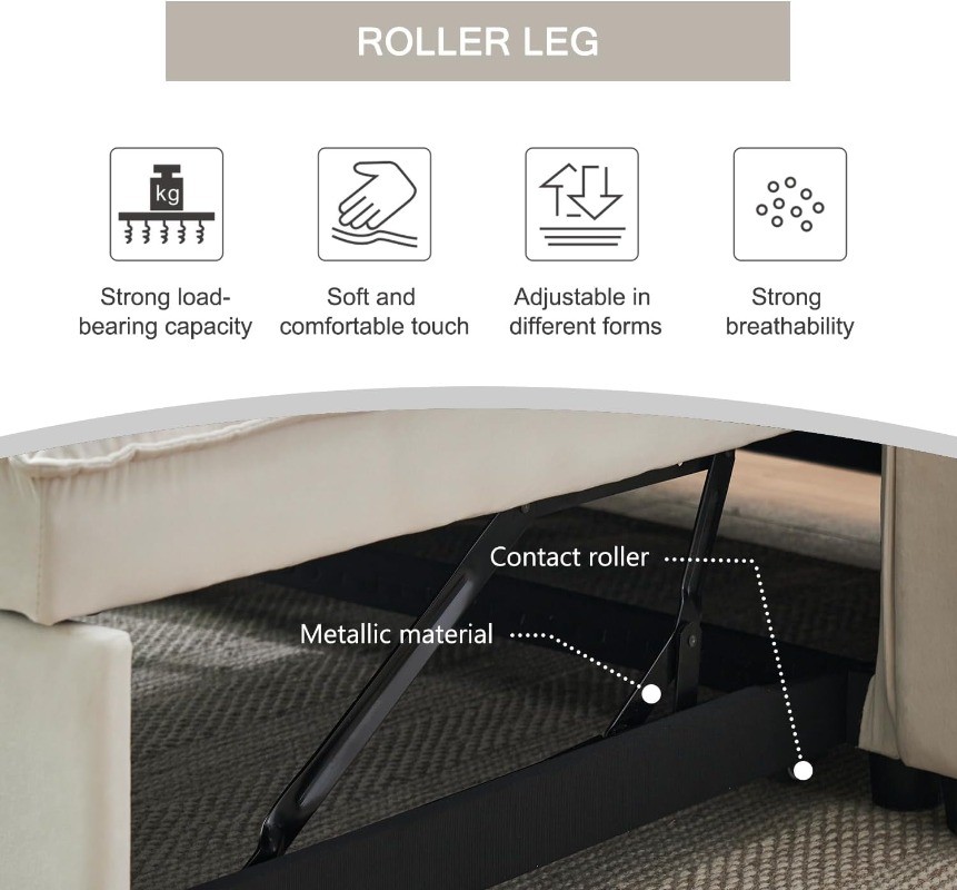 Futon Sofa Bed Modern 3 in 1 Convertible Sleeper Sofa Pull Out Couch Bed Bedroom
