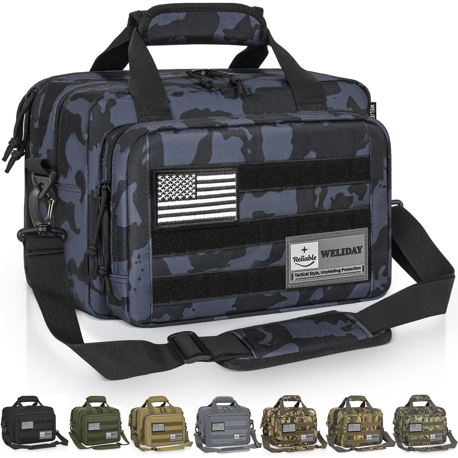 WELIDAY Tactical Gun Range Bag, Pistol Carrying Bag for 2 Handguns and Ammo