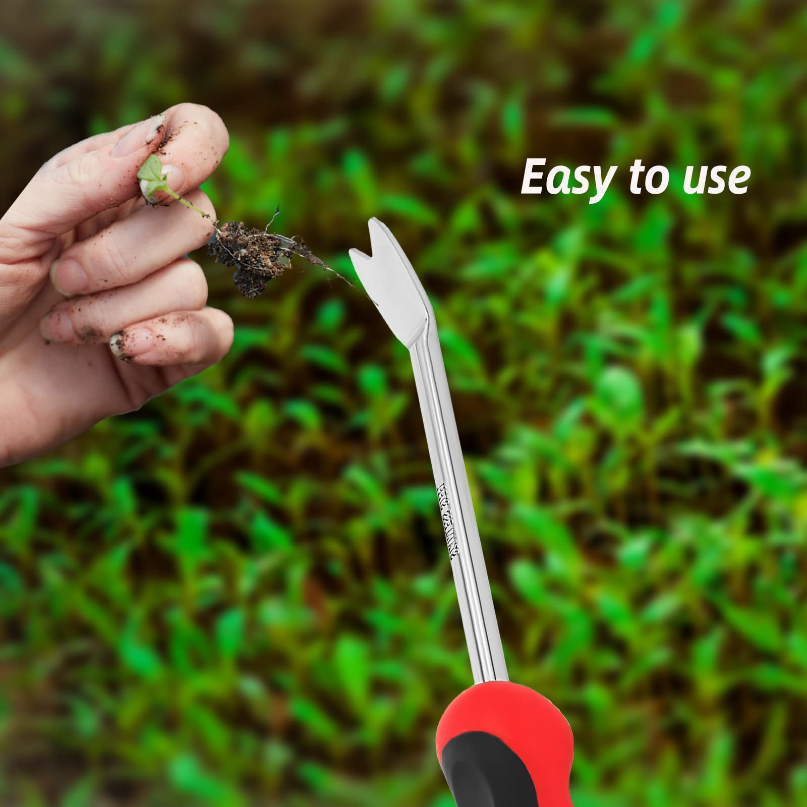 KLDOLLAR Weed Puller Tool, Dandelion Weeder Tool with Soft Handle, Red