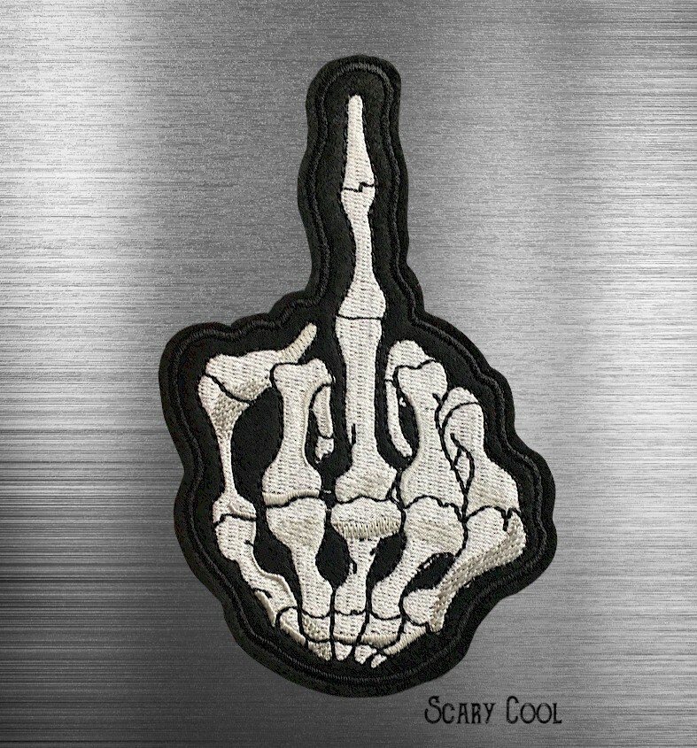 New Skeleton Finger Hand Embroidered Jacket Vest Patch Motorcycle Biker
