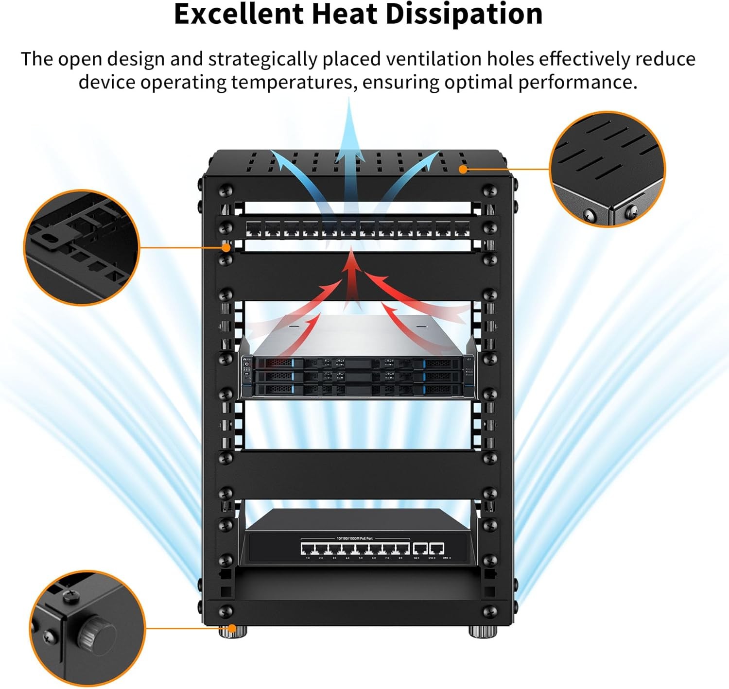 Compact 8U Mini Server Rack Cabinet for Network & A/V Equipment, Black