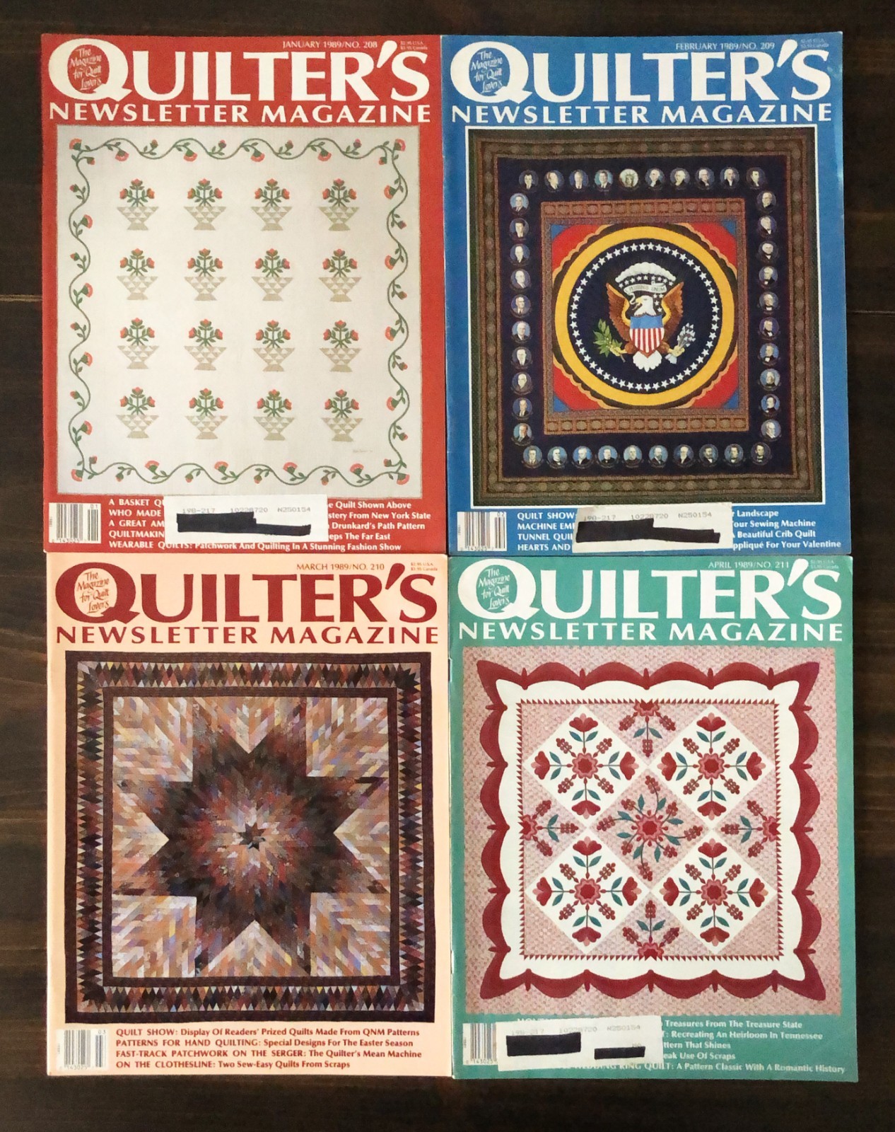 1989 Quilters Newsletter Magazine - Lot of 10