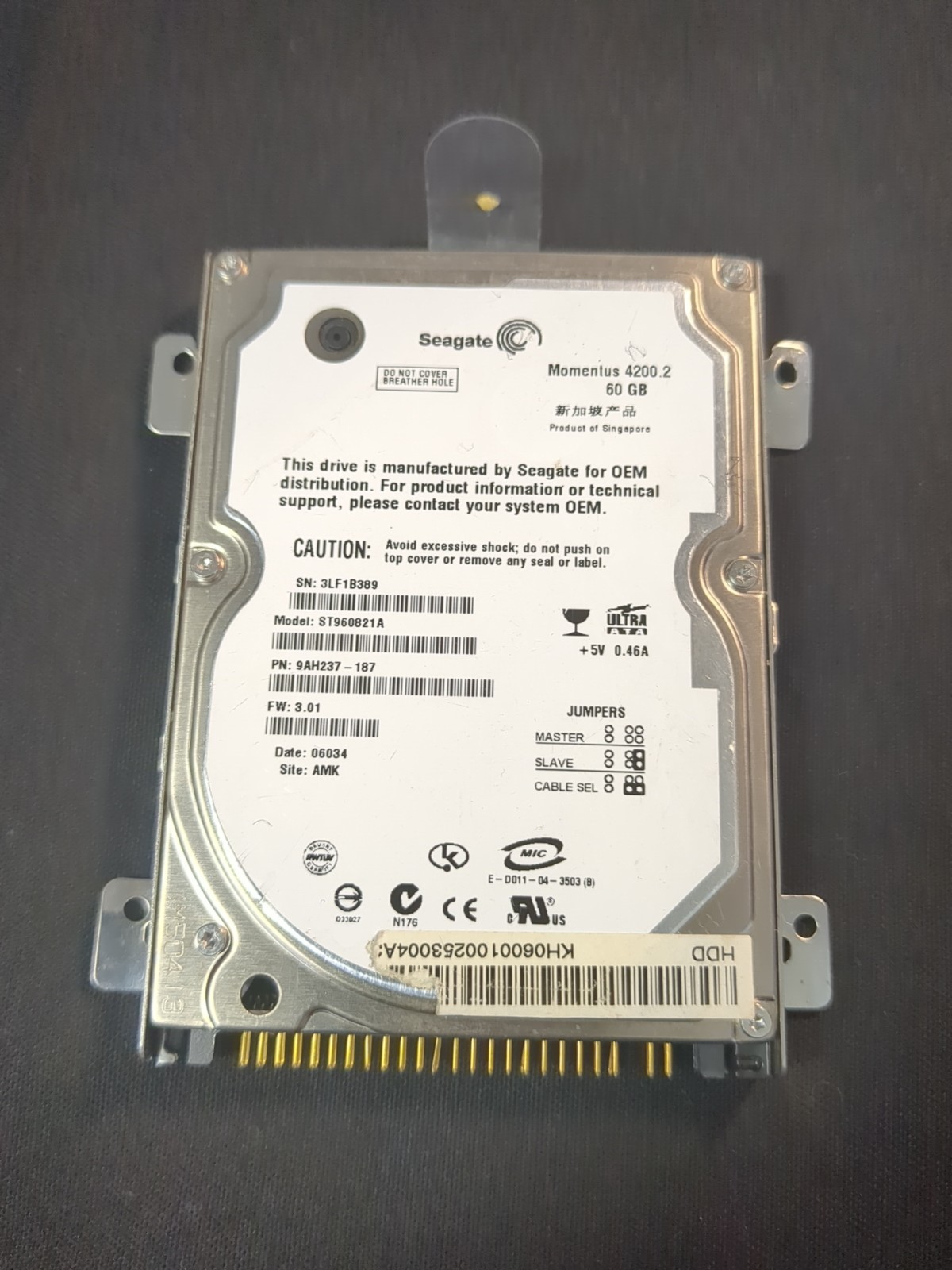 Hard Disk 60GB Seagate ST960812A - PATA 2.5" 60 GB ATA IDE 4200.2