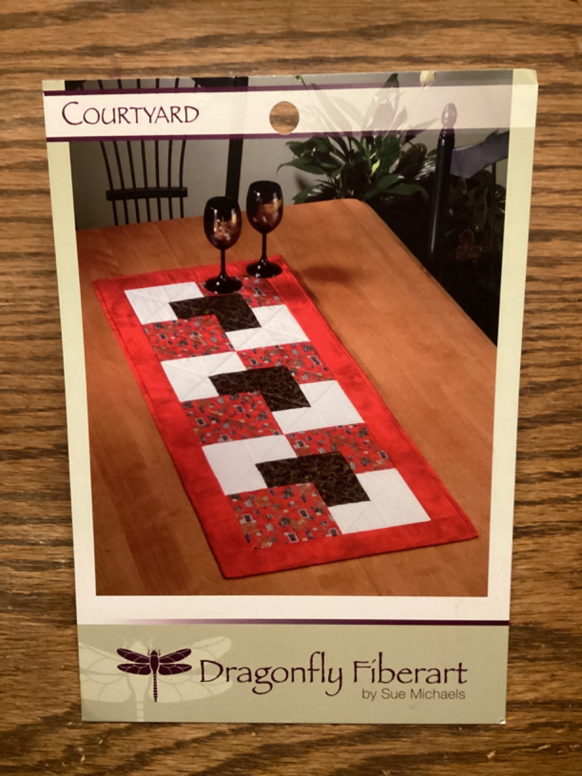 PATTERN CARD Block Quilt Table Runner NEW Dragonfly Fiberart QUICK & EASY