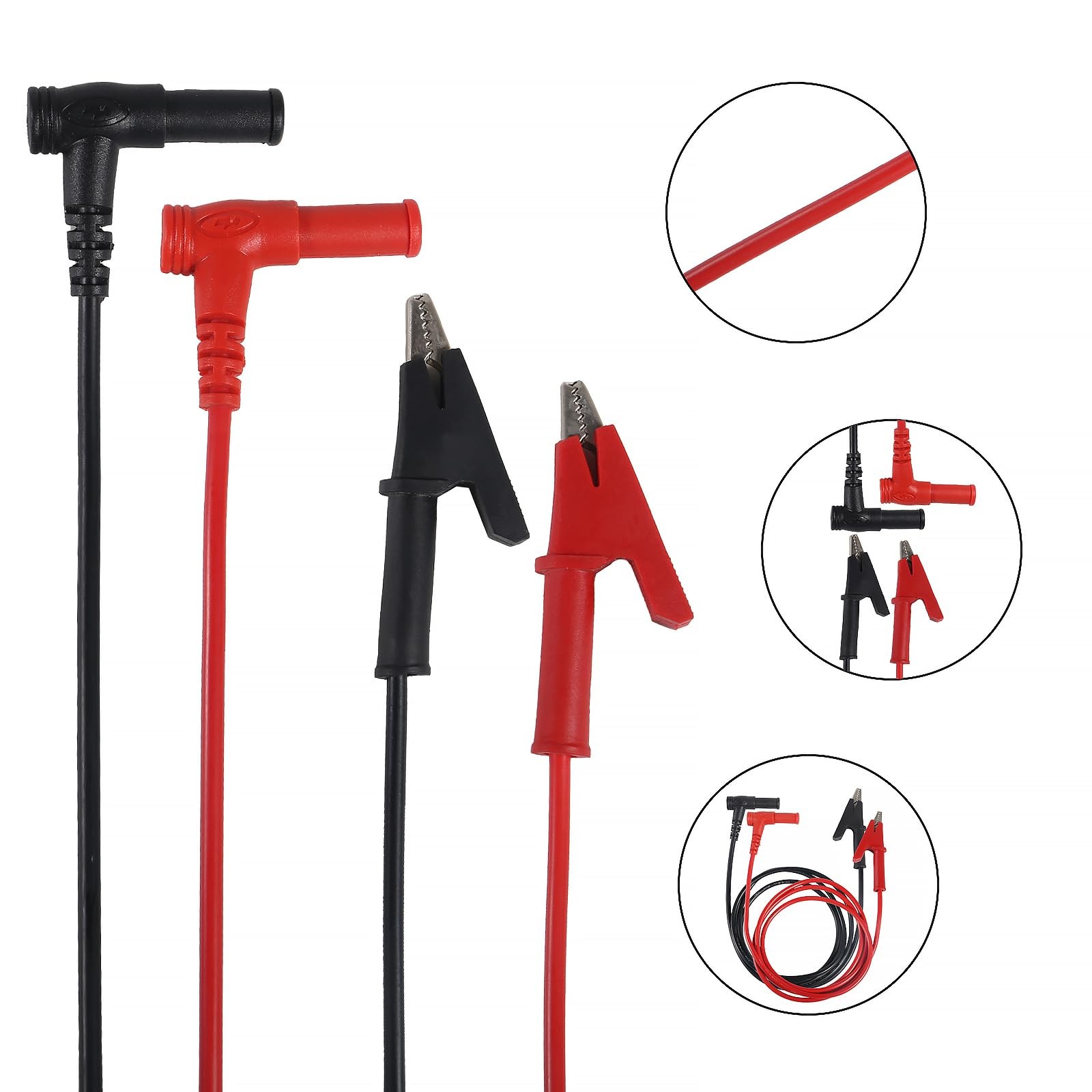 DIANN 2pcs Multimeter Test Leads Banana Plug Right Angle to Alligator Clips Soft