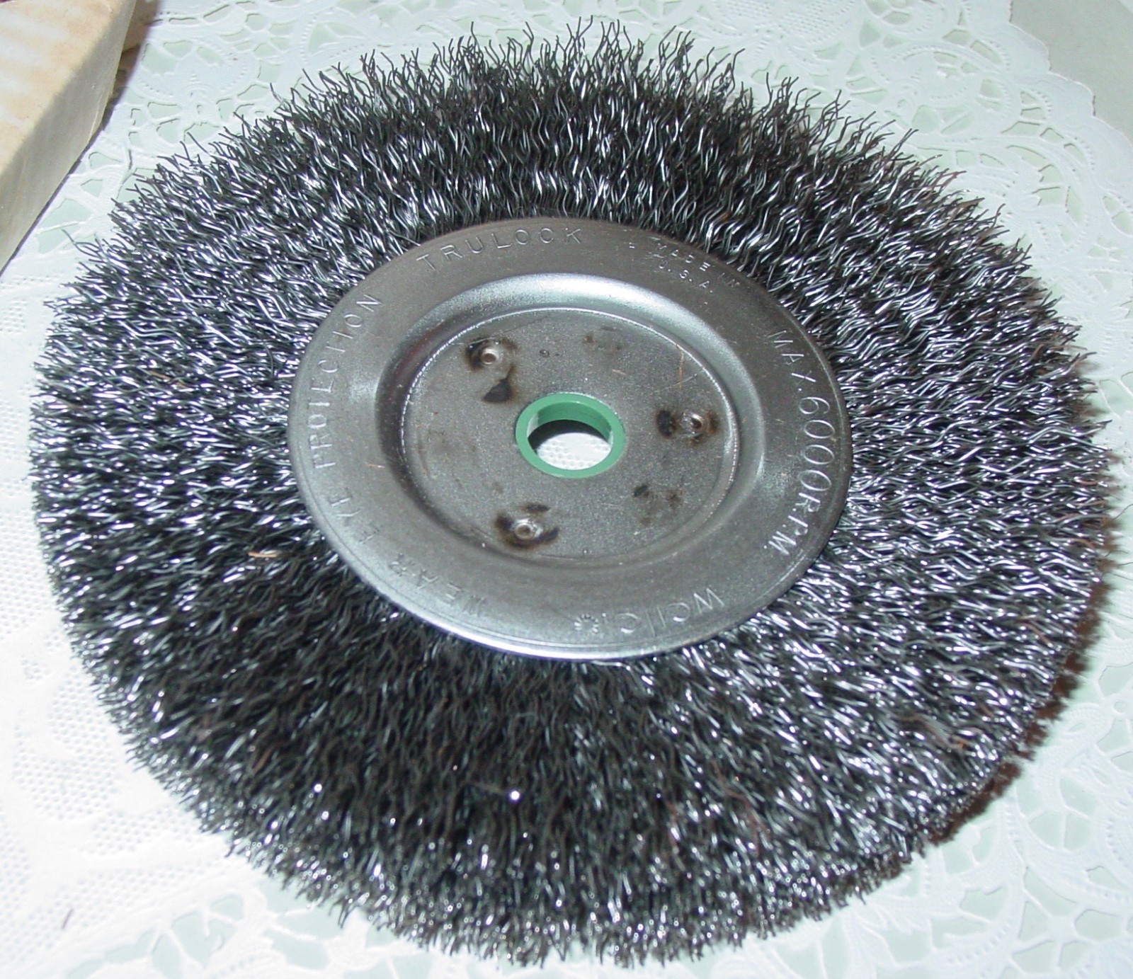 Crimped Wire Rotary Motor Brush 6" Wheel 6000 RPM Trulock Vintage Tool USA NOS