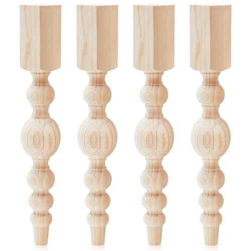 Threehoney 4 Pcs Farmhouse Table Legs, 29" x3.5'' Pine Dining Table Legs for