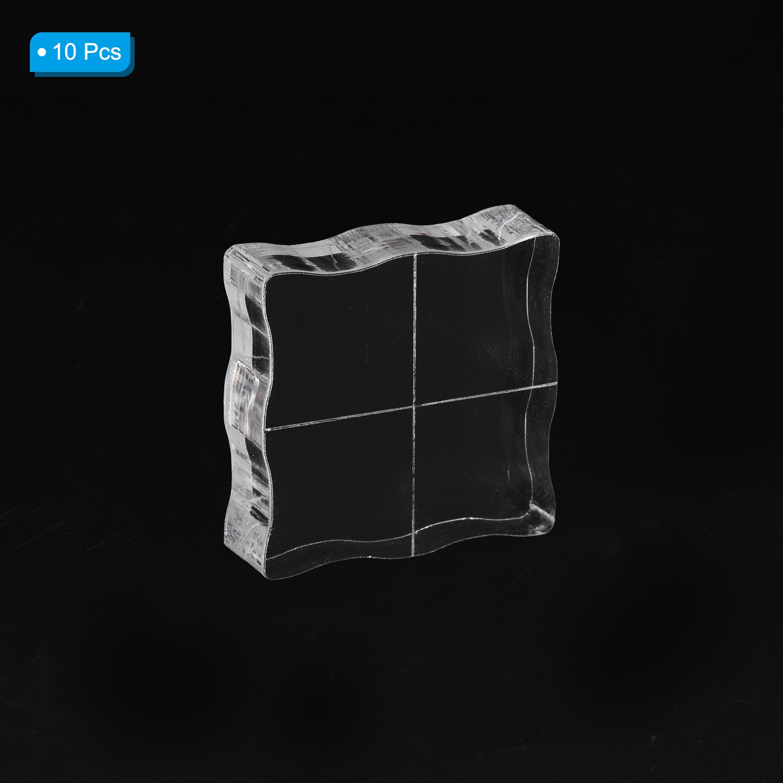 Acrylic Stamp Blocks, 10 Pack Square Shape with Grid Lines, 1" x 1"