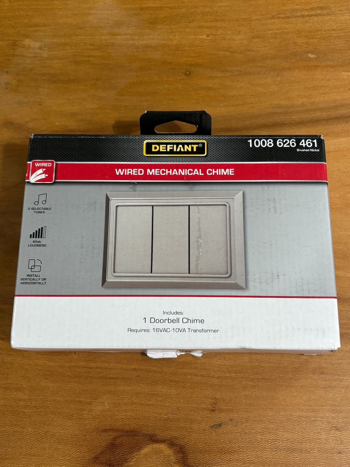 Defiant Wired Mechanical Doorbell Chime Brushed Nickel 18000040 Open Box New