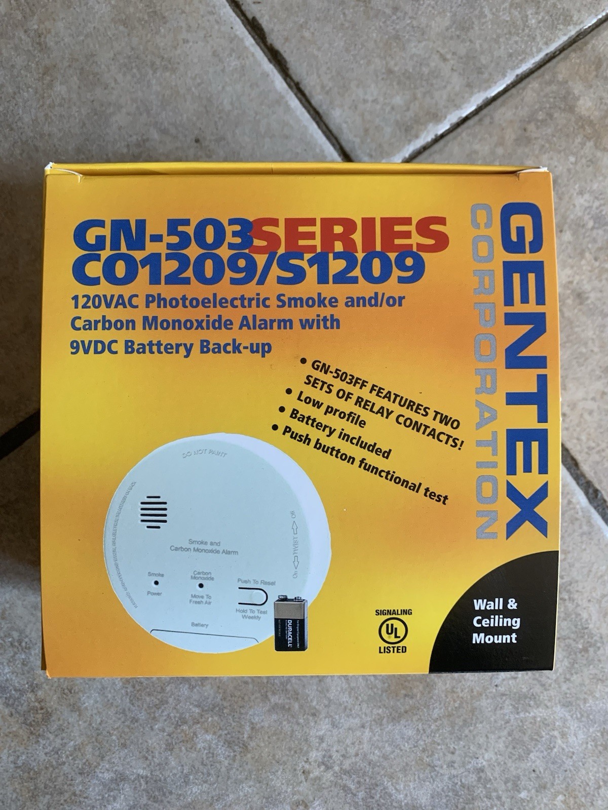 Gentex GN-503/CO1209F Alarm 120VAC With Temporal 3 & 4 Tones