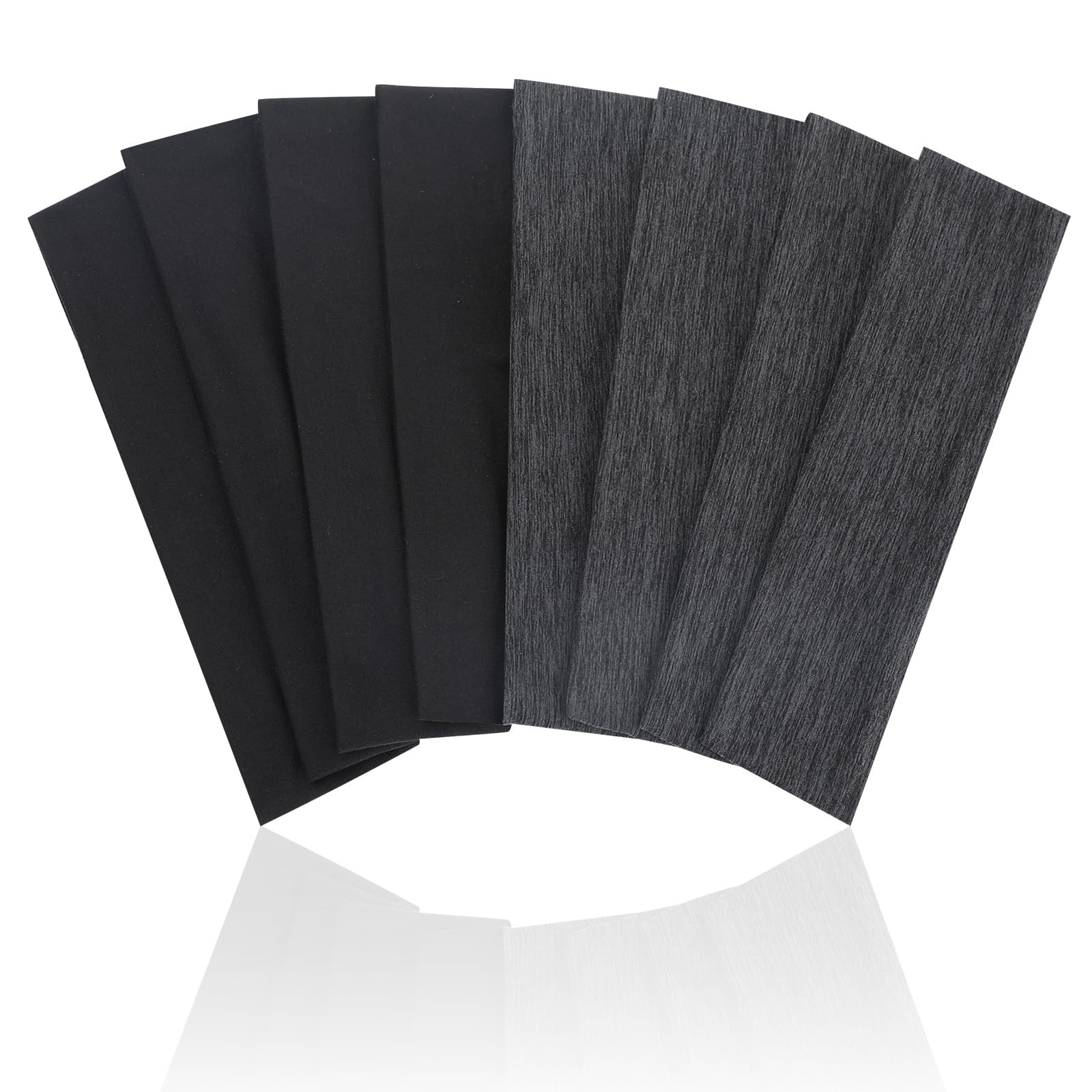 PAOFUPOS 8 Pack Sport Headbands for Men & Women, Elastic Soft 4Black+4Grey