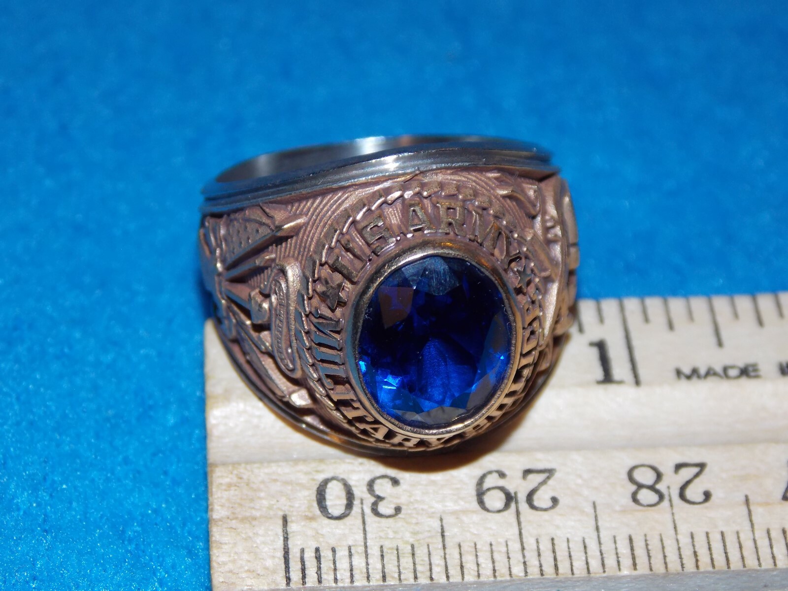 U.S. Army Military Police MEN'S BLUE Stone Ring Size 12 - NOS - ALPHA BRAND