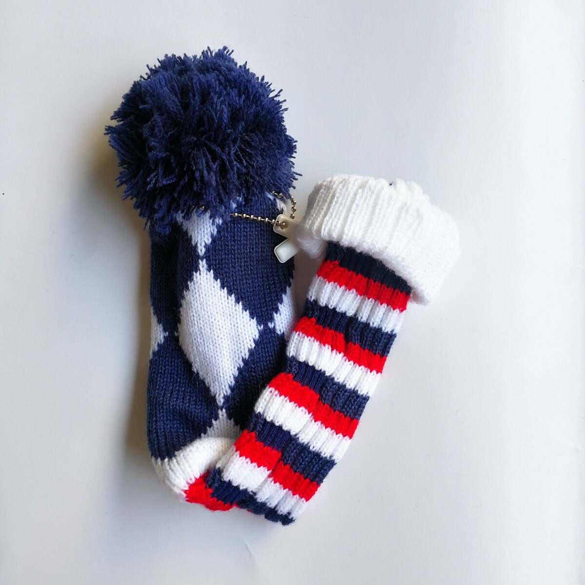 1pc White Knitted Pom Pom Headcover Knit Golf Club Head Cover for Hybrid