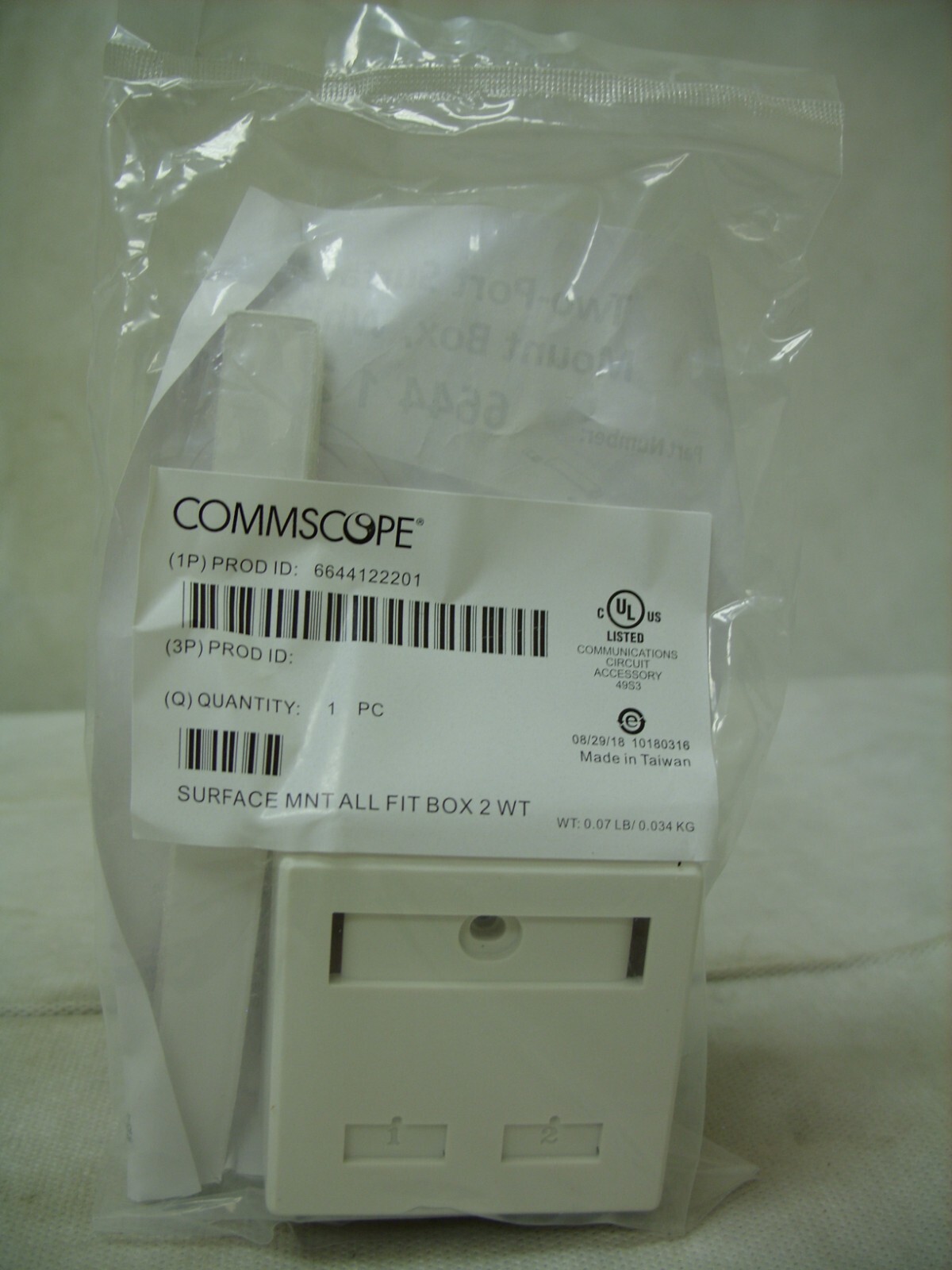 (2) Krone 6644 1 222-01 Two-Port Surface Mount Box White - Commscope 6644122201