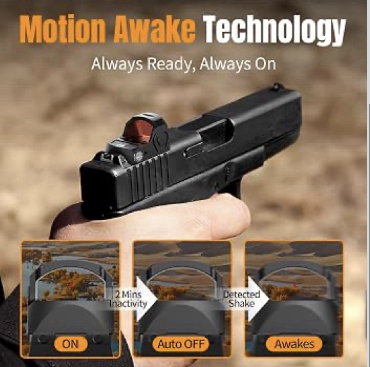 Qande Red Dot Sight, 2MOA Motion Awake Red Dot Scope, 12 Brightness Adjustment