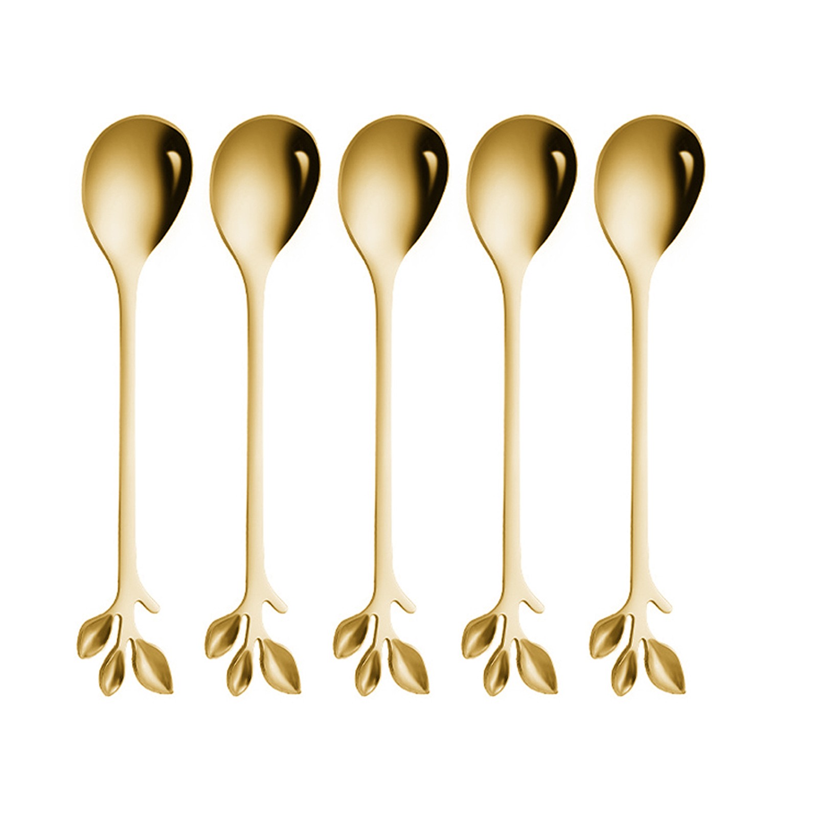 5pcs Stainless Steel Spoon Branches Leaf Spoon Kitchen Tableware Cooking Gift a