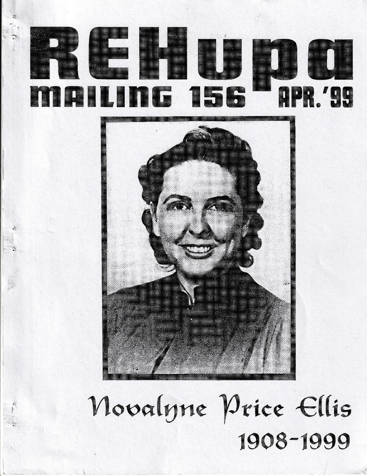 ROBERT E. HOWARD APA #156 - NOVALYNE PRICE ELLIS MEMORIAL ISSUE - 1999 fanzine