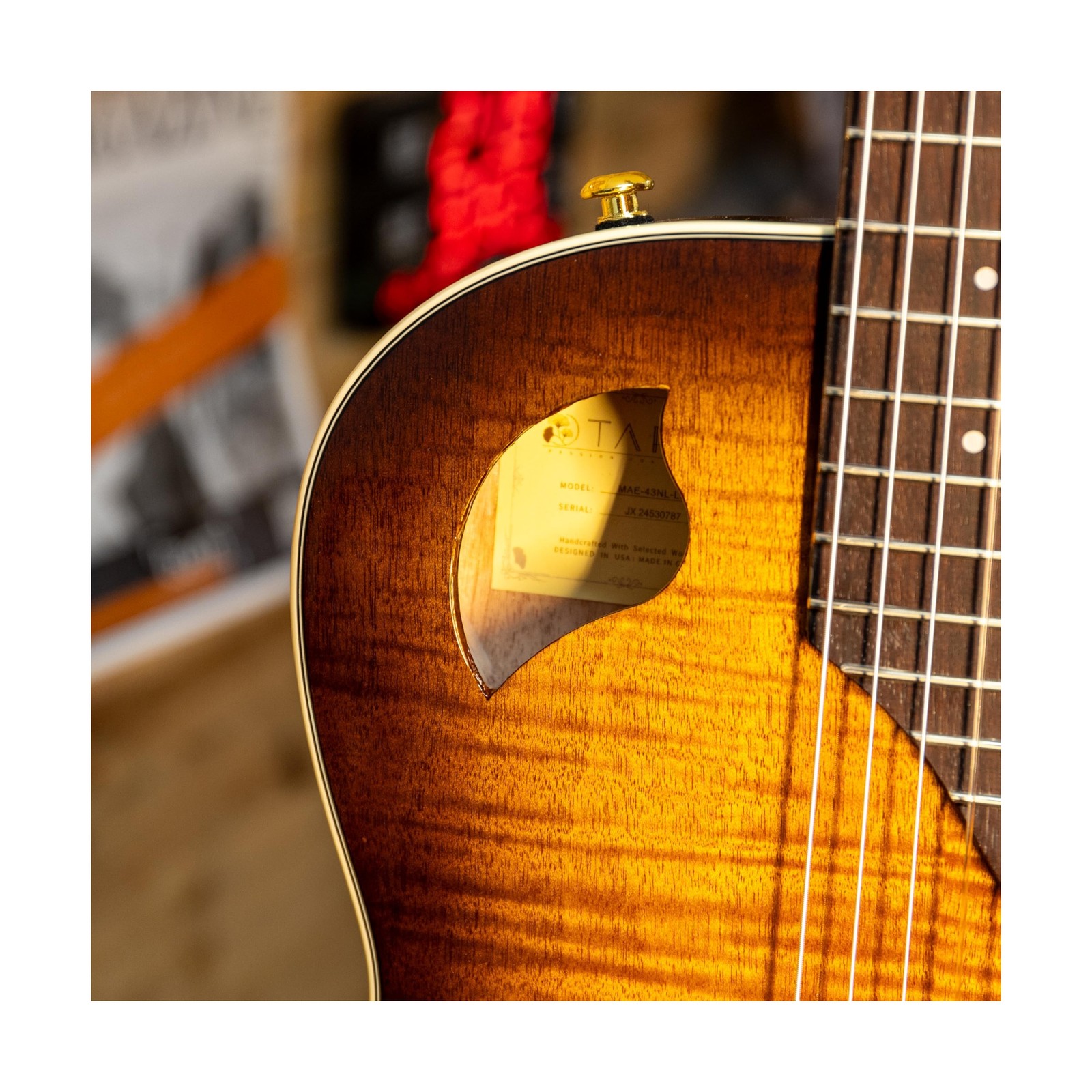 TARIO Silent Classical Guitar, Solid Flame Mahogany top Solid Mahogany Body, ...