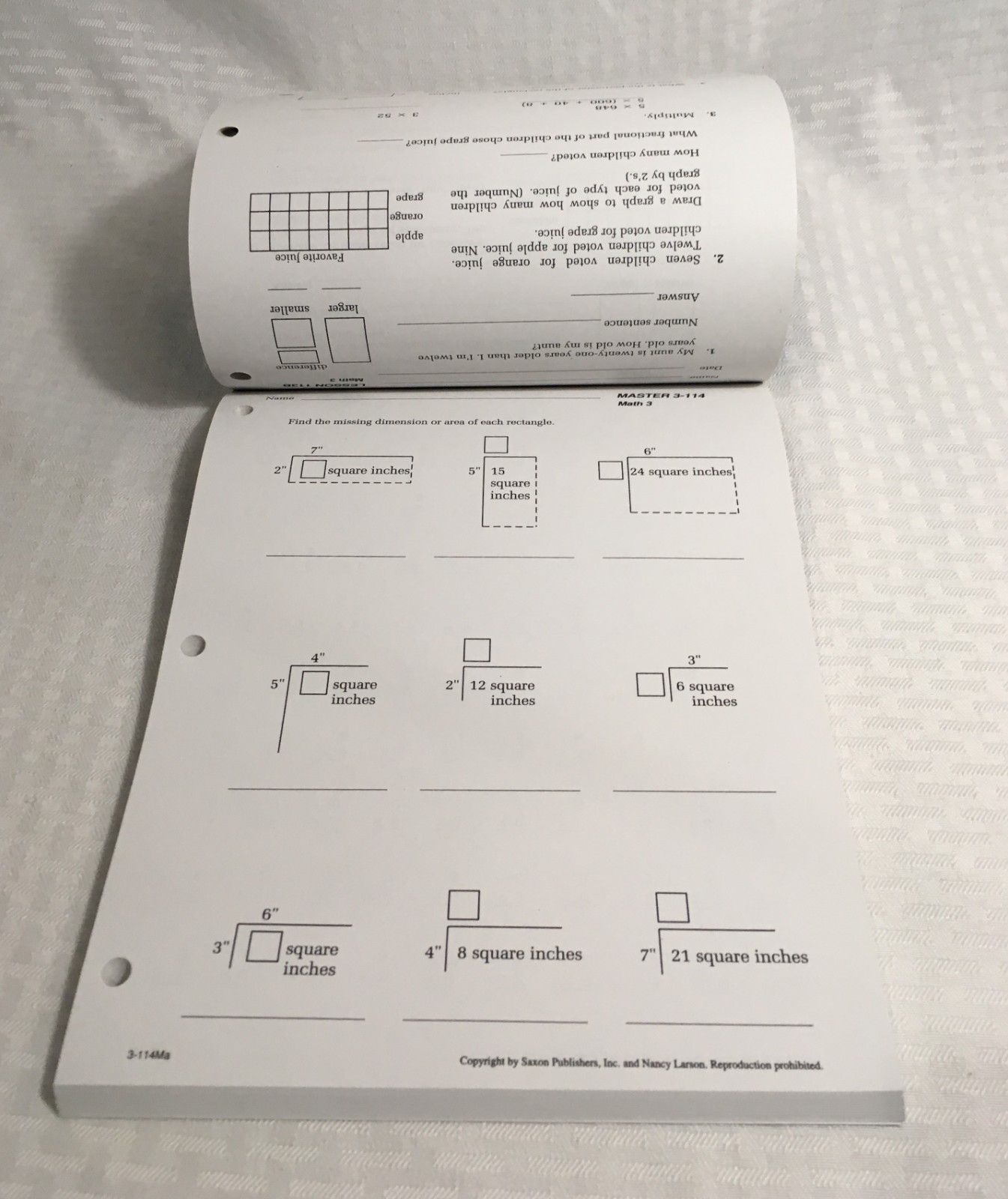 SAXON MATH 3 / STUDENT WORKBOOK PART 2 (TWO) / NEW