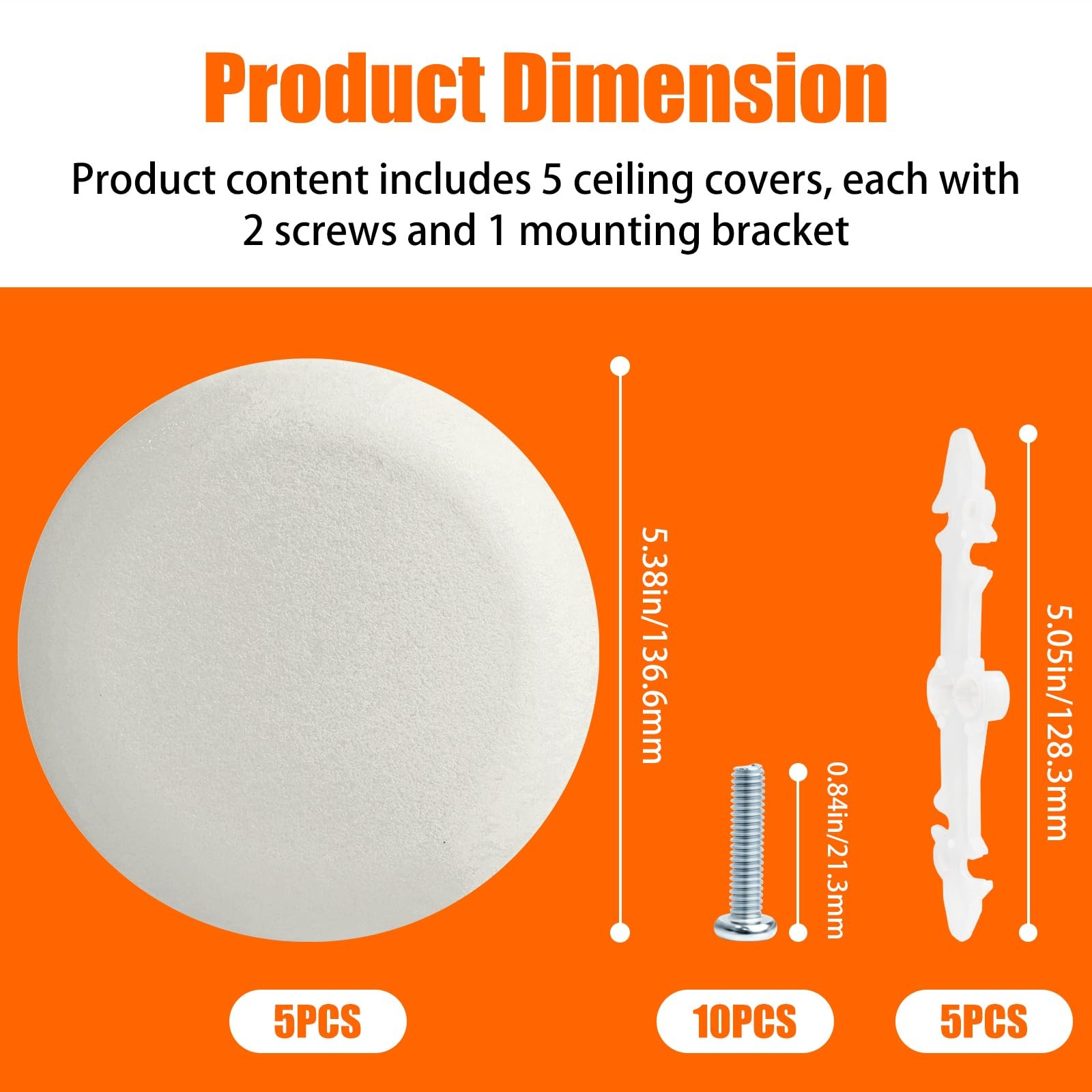 CP3540 Ceiling Cover Plate, Round Electrical Box Cover - 5 Pcs