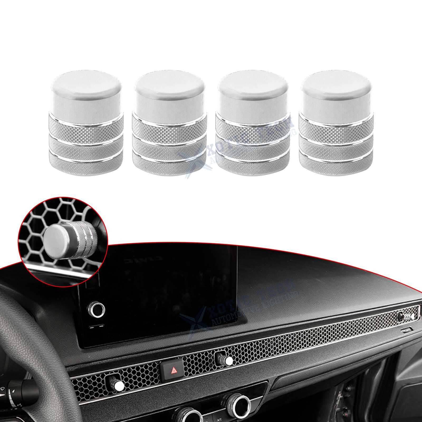 Silver Air Vent Outlet Knob Cover Accessories For Honda Civic 11th Gen 2022-up
