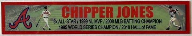 CHIPPER JONES  ATLANTA BRAVES  FULL COLOR NAME PLATE