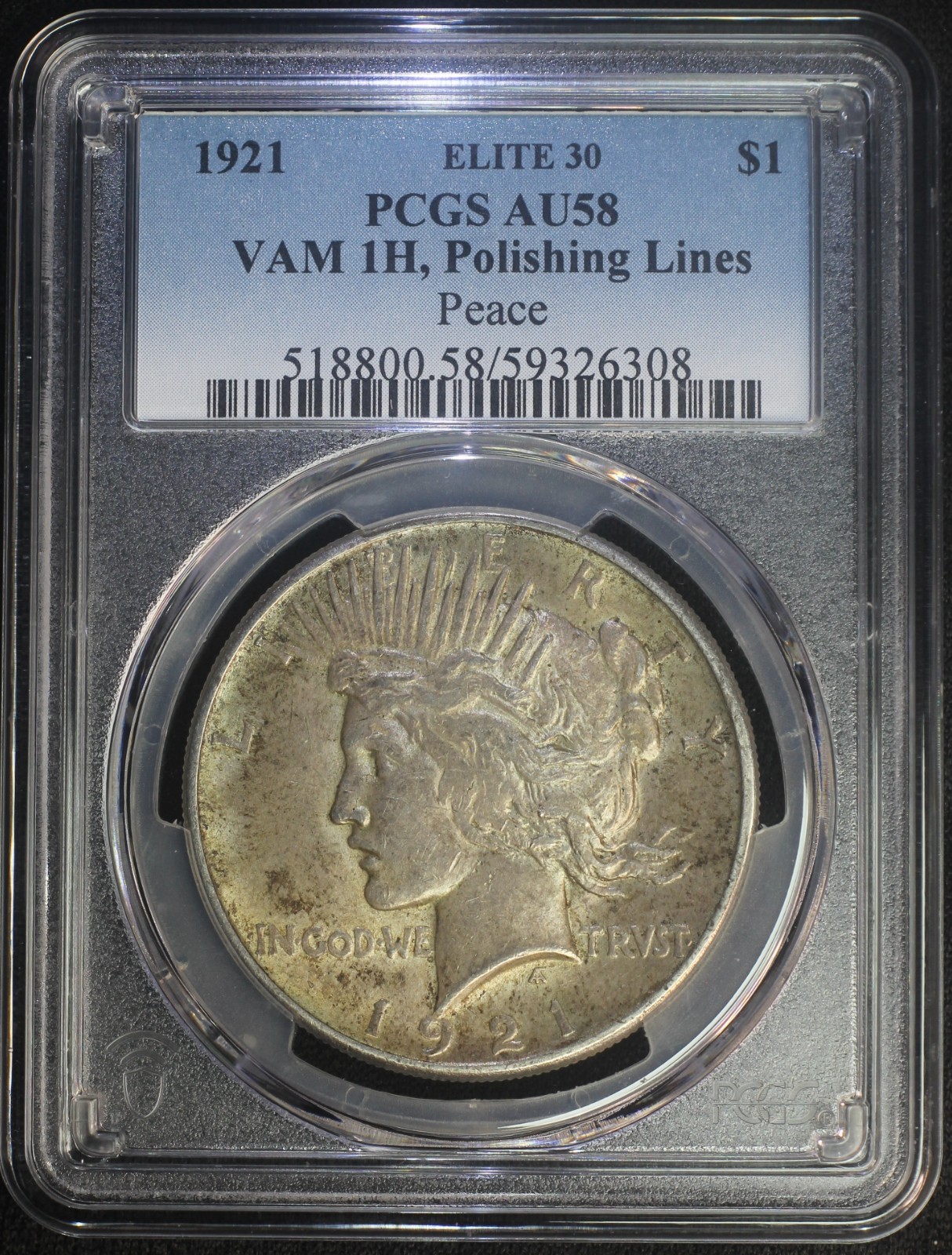 1921 Peace Silver Dollar PCGS AU58 Almost UNC Elite 30 VAM 1H Polishing Lines