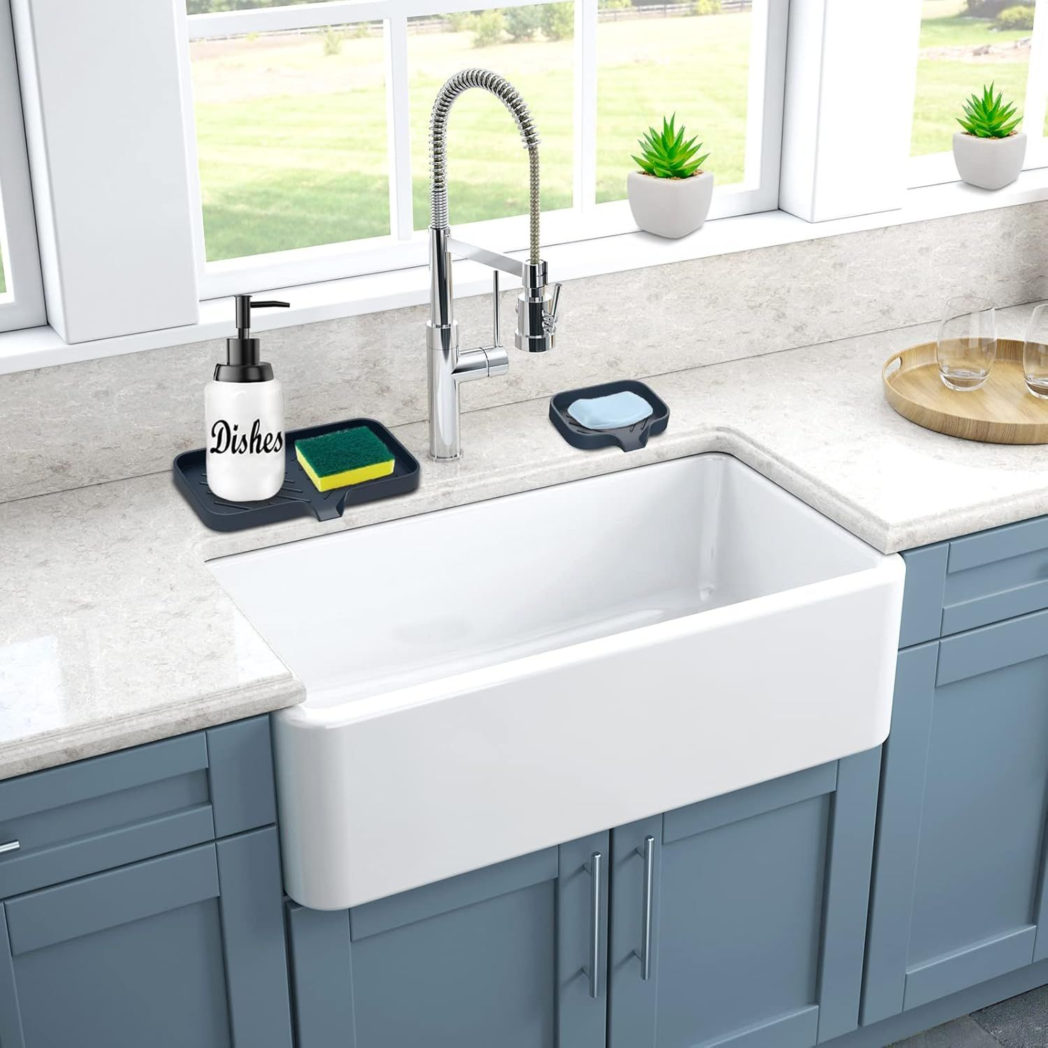 Kitchen Soap Tray,Kitchen Sink Tray Sponge Holder Trbk