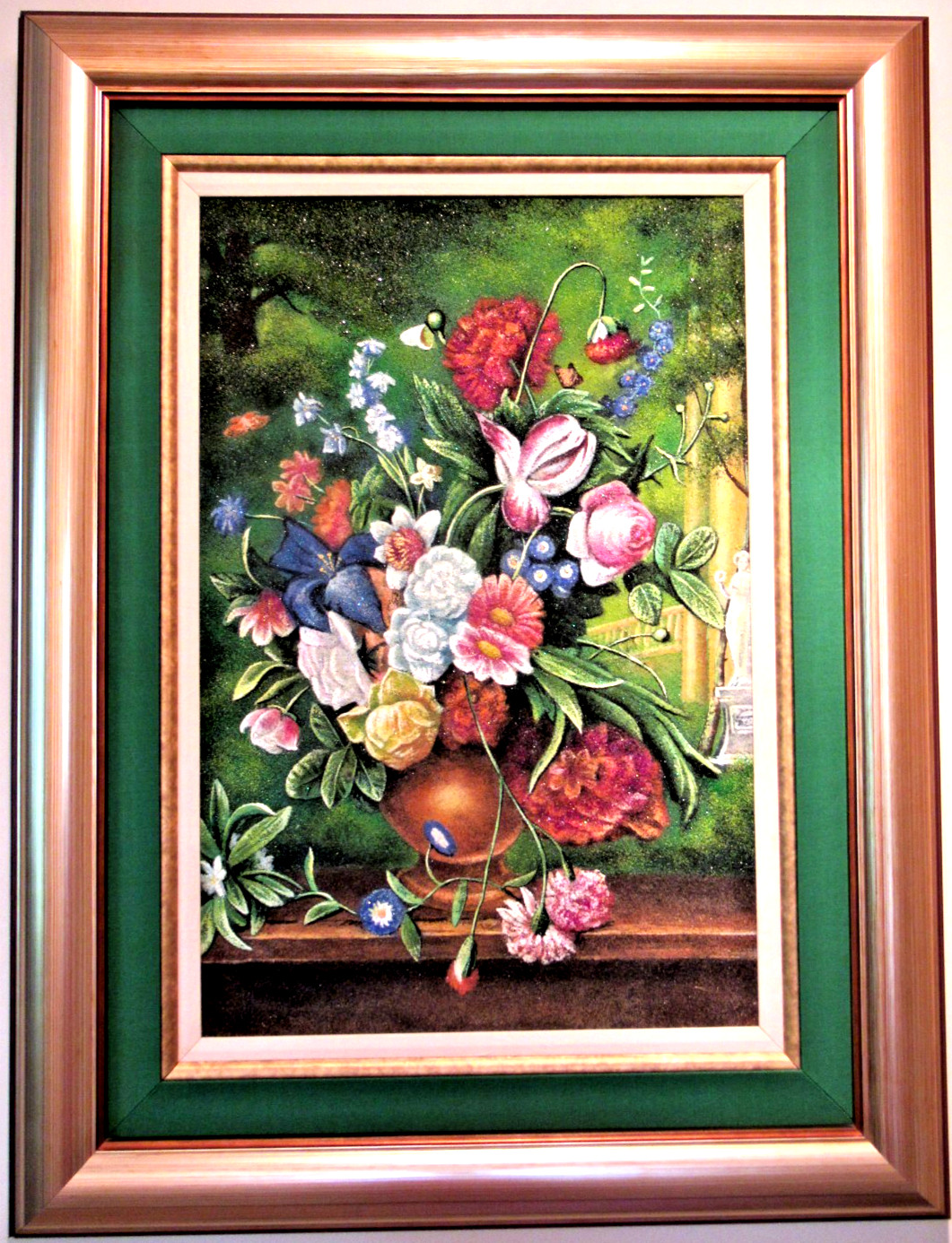 RUSSIAN / URAL  "GEMSTONE ART" (FRAMED) ~ ** HAND MADE WITH CRUSHED GEMSTONES **
